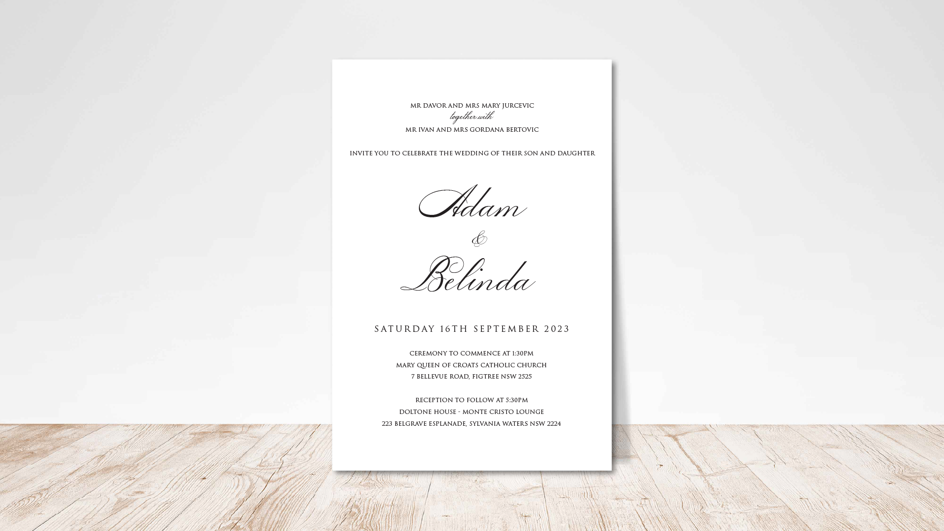 Premium cardstock wedding invitations with minimalist design