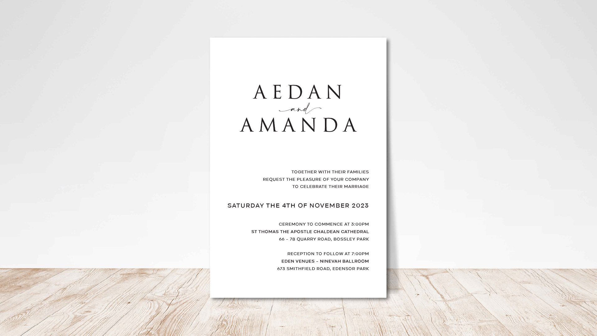 Premium cardstock wedding invitations with minimalist design