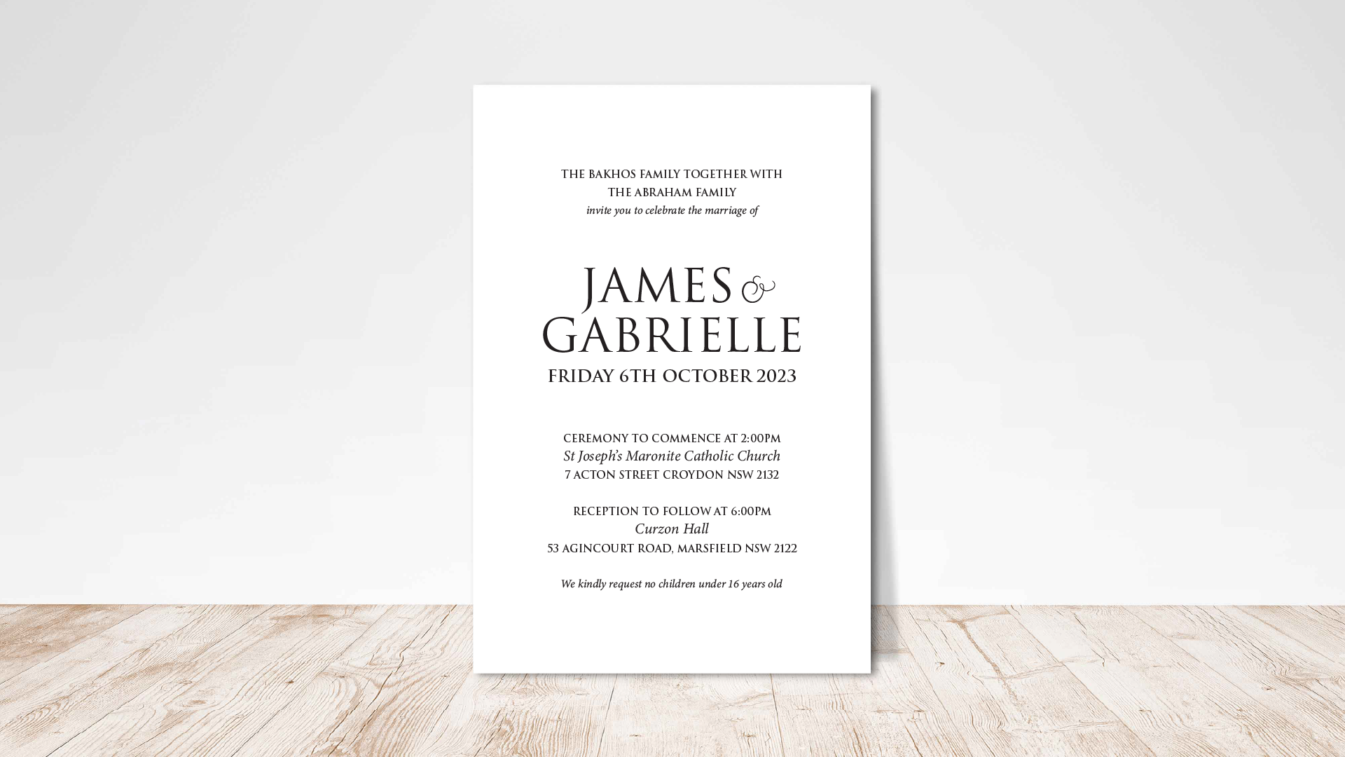 Premium cardstock wedding invitations with minimalist design