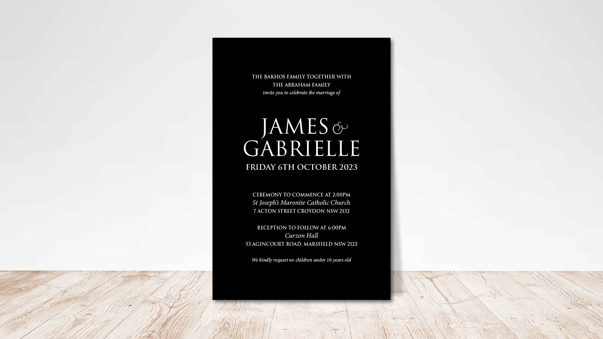 Premium cardstock wedding invitations with minimalist design White Ink