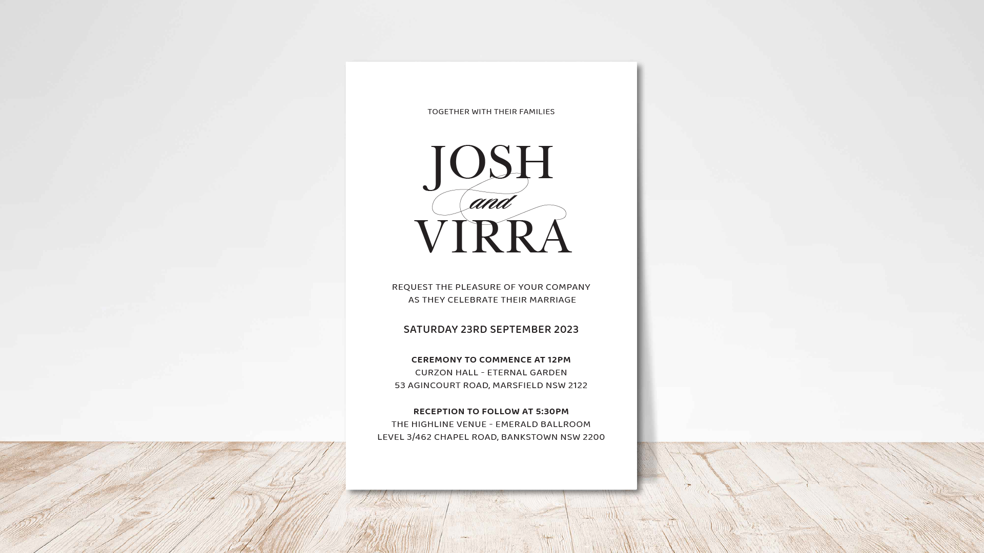 Premium cardstock wedding invitations with minimalist design