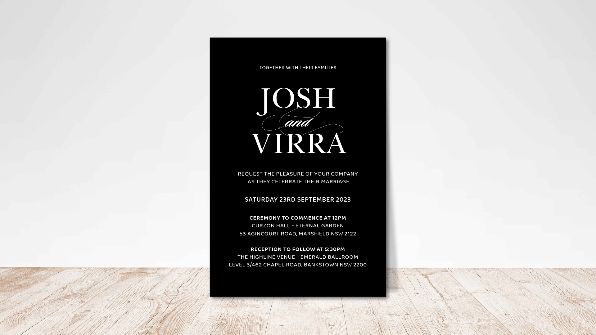 Premium cardstock wedding invitations with minimalist design White Ink